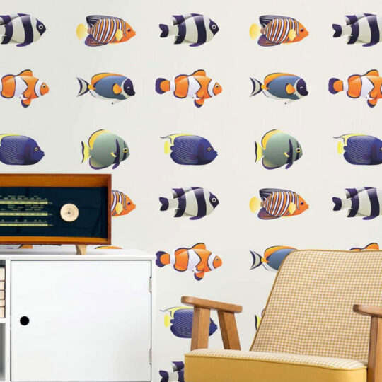Fish Wallpaper Design on peel and stick wallpaper