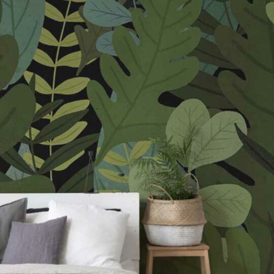 Green rainforest forest leaves Wallpaper Design