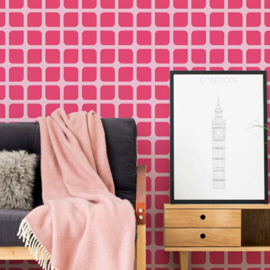 Pink barbie interior Wallpaper Design on peel and stick wallpaper