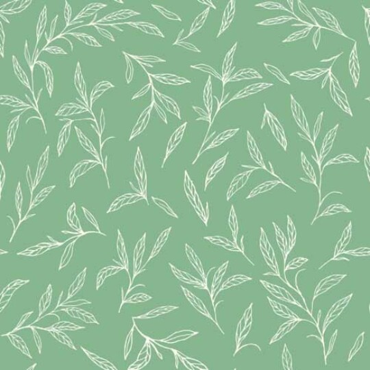 Powder room sage green leaves Wallpaper Design