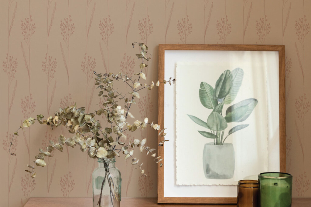 Quiet Luxury Interiors. Mocha mousse floral and botanical wallpapers