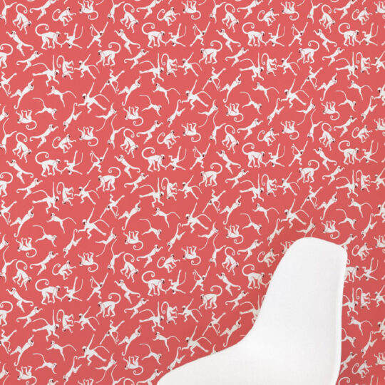 Red monkey Wallpaper Design on peel and stick wallpaper