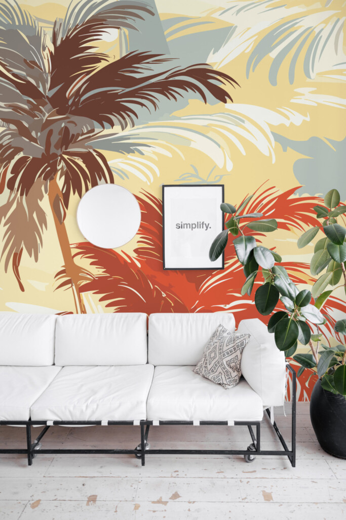 Yellow Abstract Beach wall mural by Fancy Walls wall mural peel and stick.