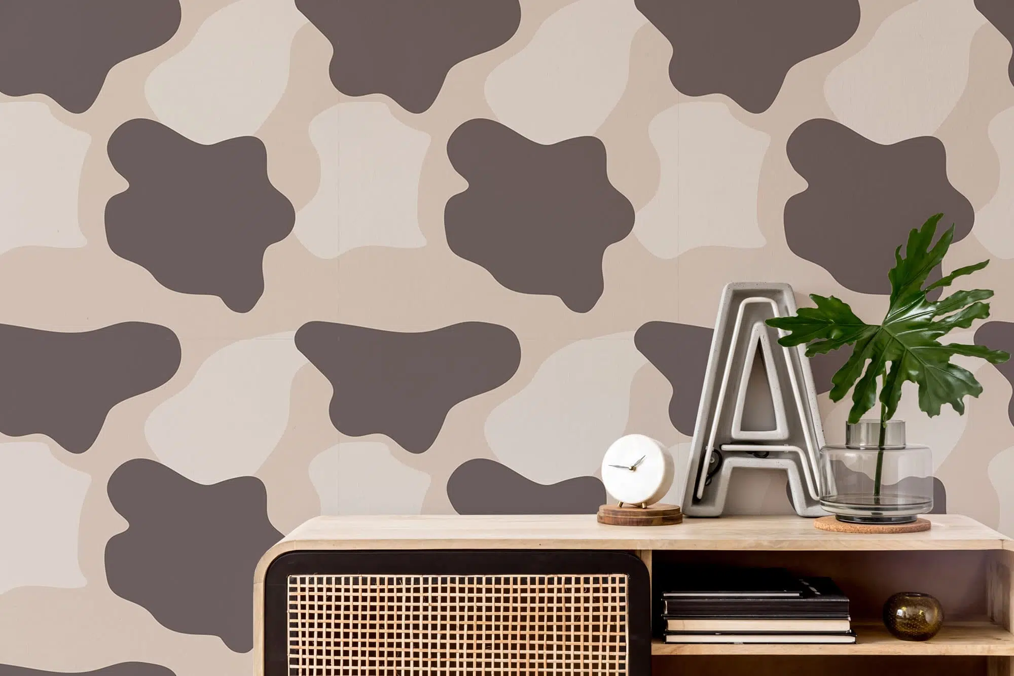 Brown Cow Print Peel and Stick Wallpaper Sample - 19′′x19′′, PVC-Free