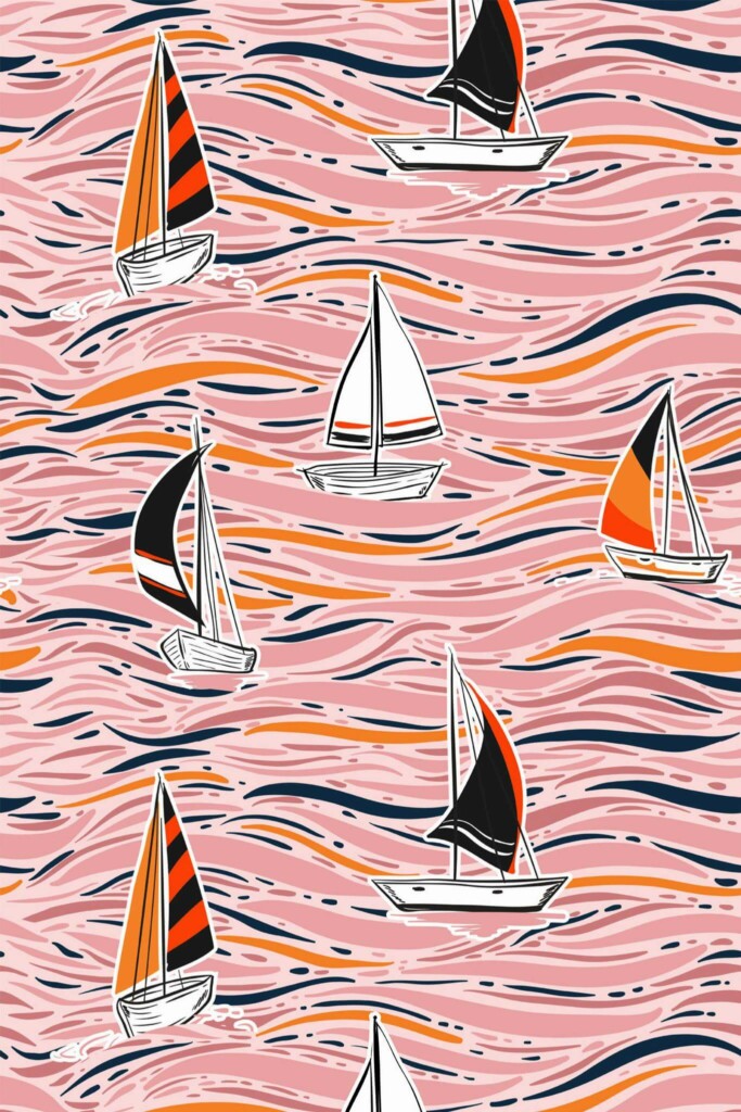 Pattern repeat of Abstract boat removable wallpaper design