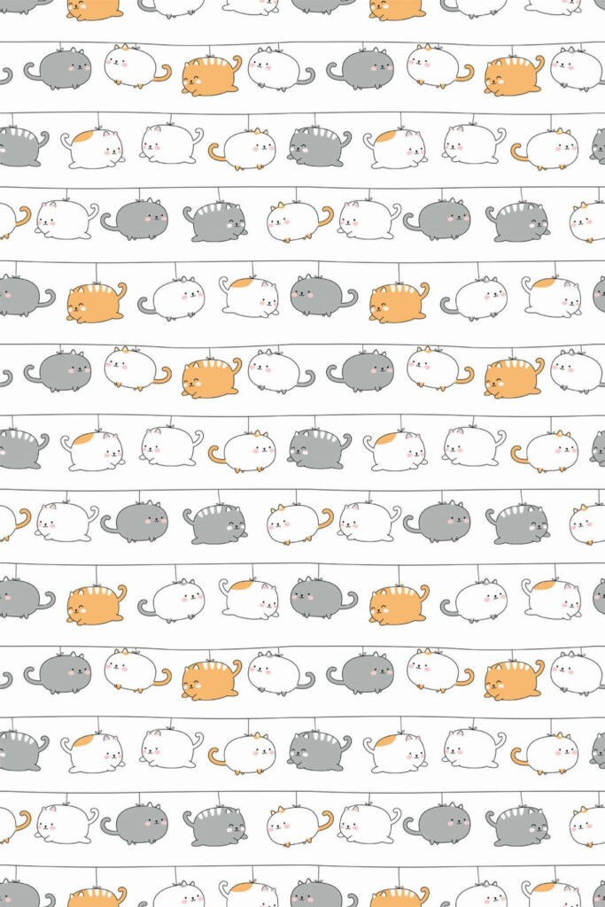 Pattern repeat of Abstract cat removable wallpaper design