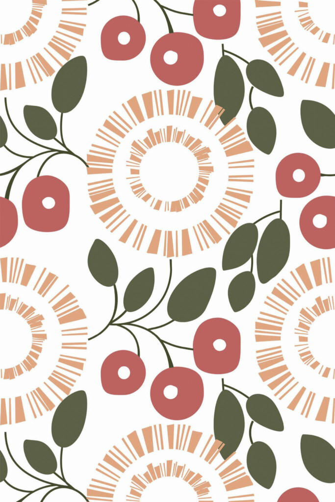 Pattern repeat of Abstract cherry removable wallpaper design