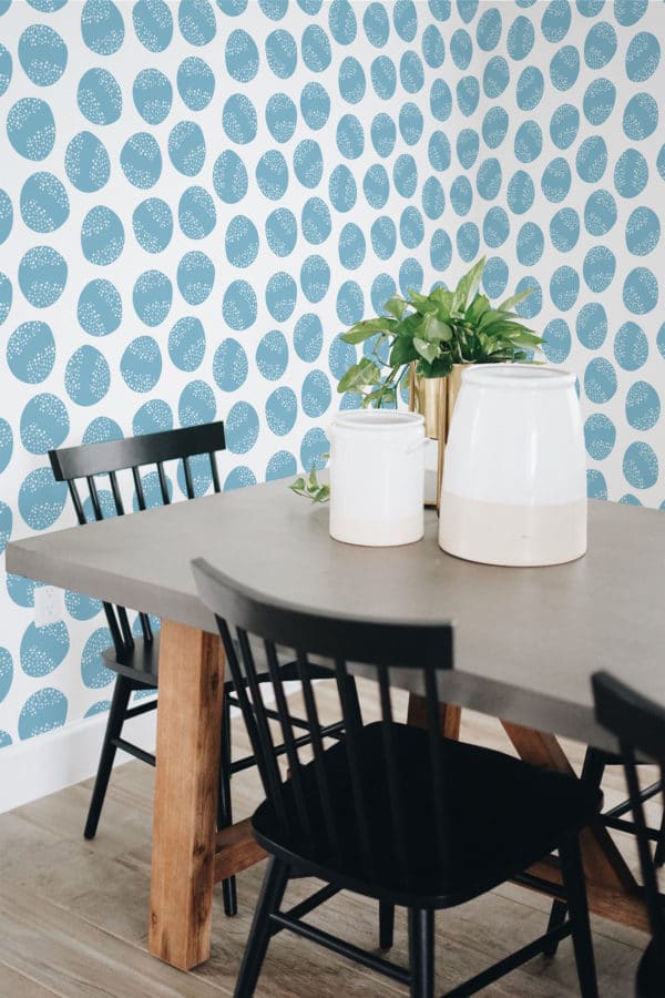 Scandinavian blue circle pattern sticky wallpaper