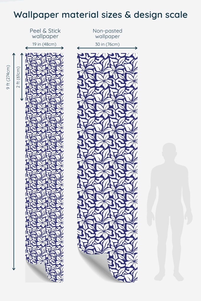 Fancy Walls self-adhesive wallpaper in blue and white Matisse floral style