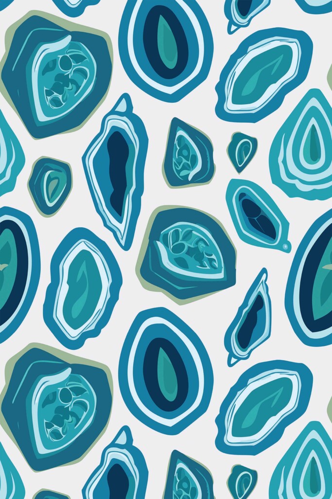 Self-adhesive wallpaper with abstract turquoise stones by Fancy Walls