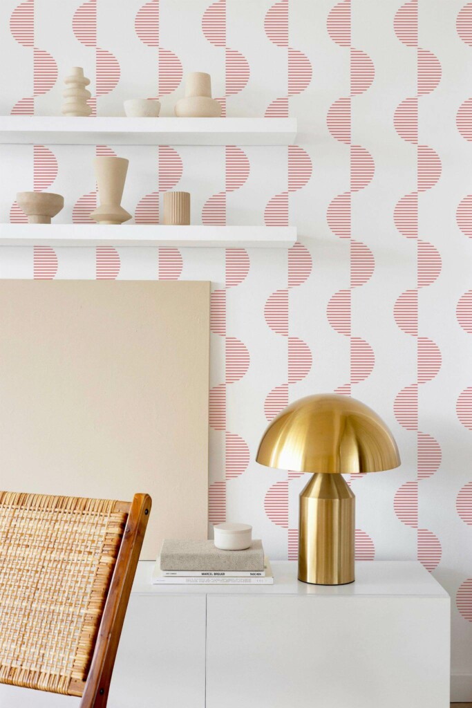 Modern style dining room decorated with Abstract geometric stripe peel and stick wallpaper
