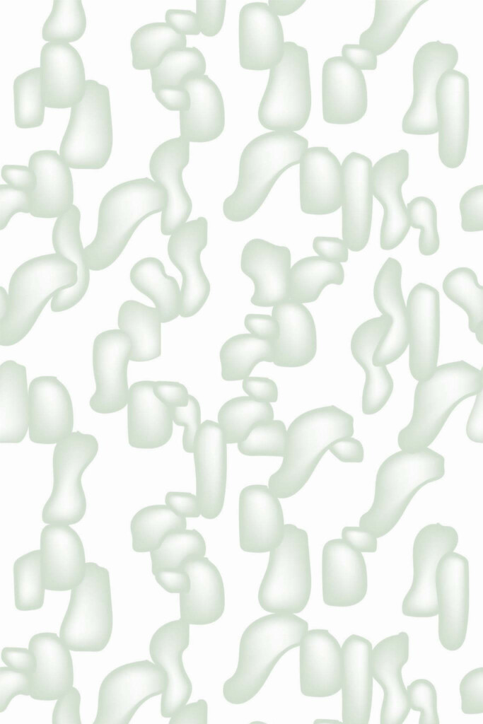 Pattern repeat of Abstract green modern shapes removable wallpaper design