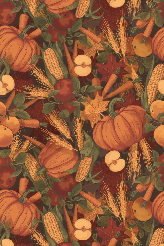 Pattern repeat of Abstract harvest removable wallpaper design