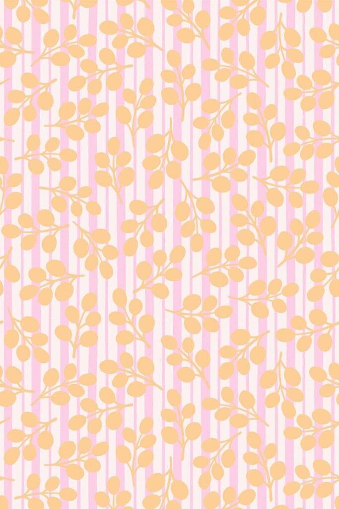 Pattern repeat of Abstract leaf stripe removable wallpaper design