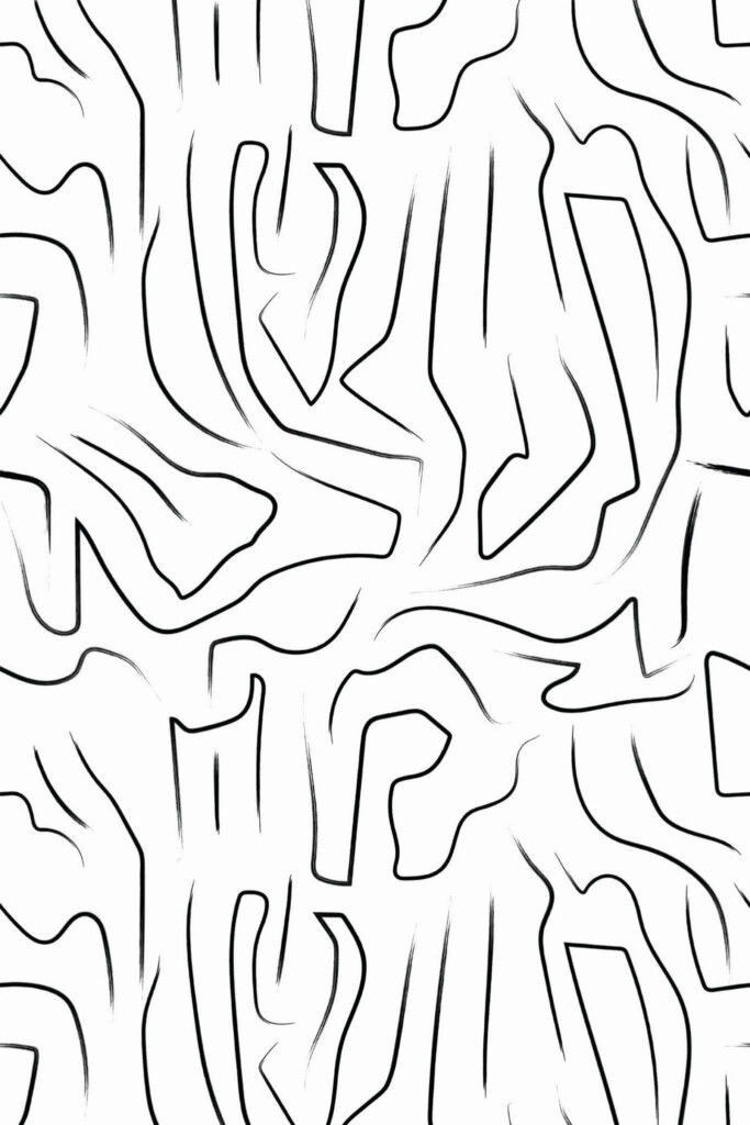 Pattern repeat of Abstract linework removable wallpaper design