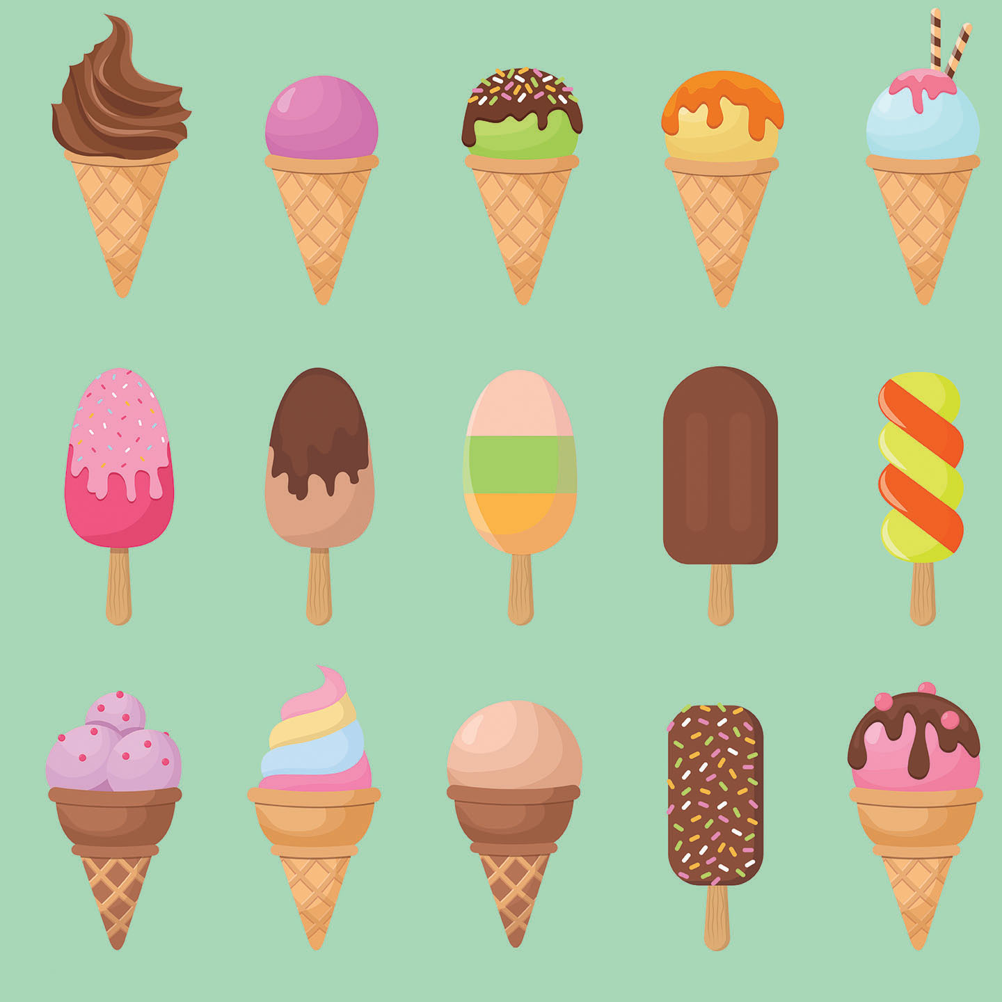 Hand drawn classic ice cream seamless pattern Summer pattern background  Flat vector design. Can be used for wallpaper and background for summer or  dessert themes. 10405233 Vector Art at Vecteezy
