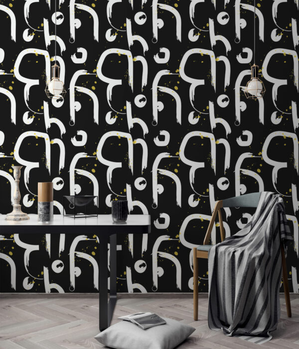 black and white contemporary unpasted wallpaper