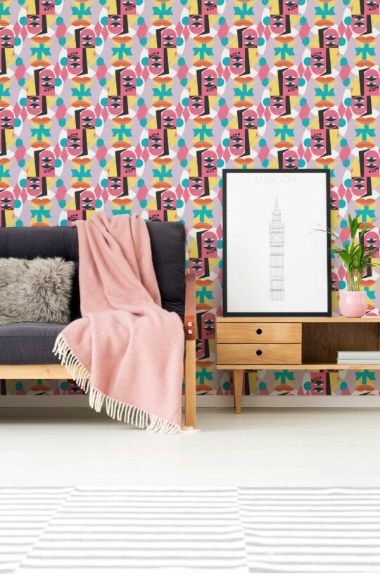 Fancy Walls' Dreamy Pastels Meet Surreal Faces - wallpaper for any room