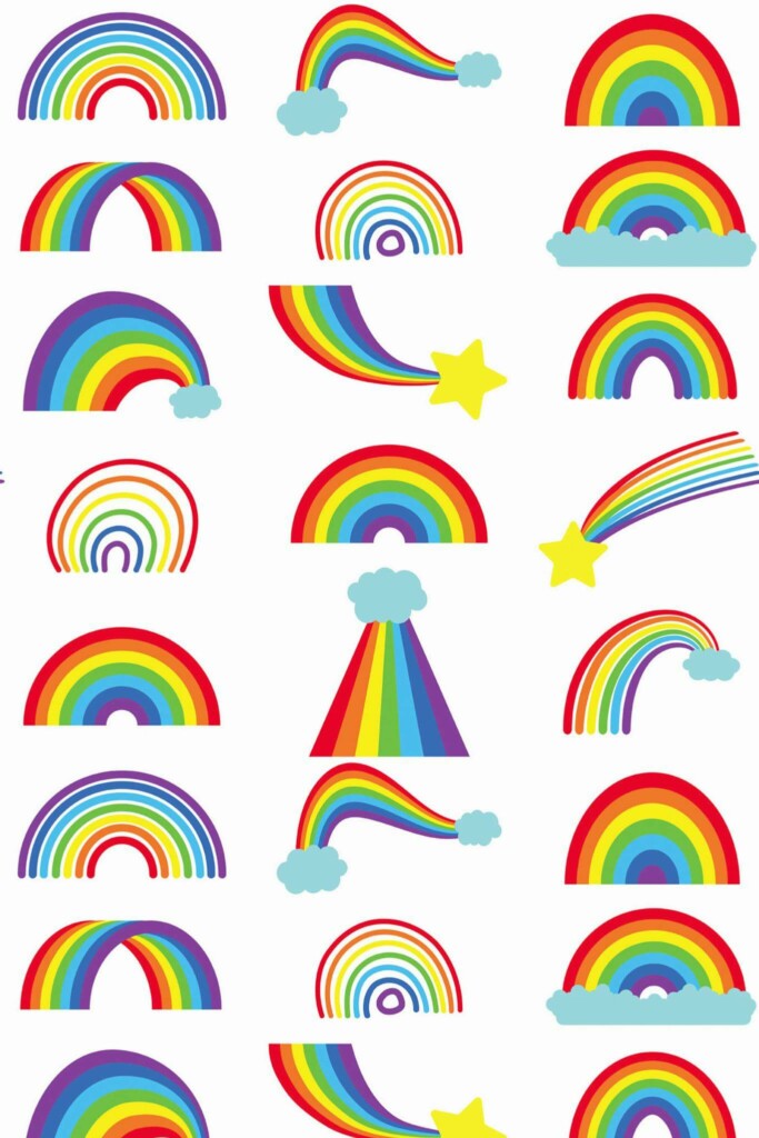Pattern repeat of Abstract rainbow removable wallpaper design