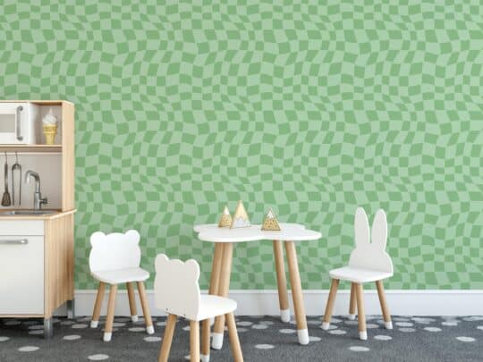 trippy grid green traditional wallpaper
