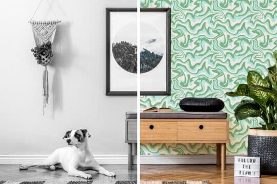 groovy green traditional wallpaper