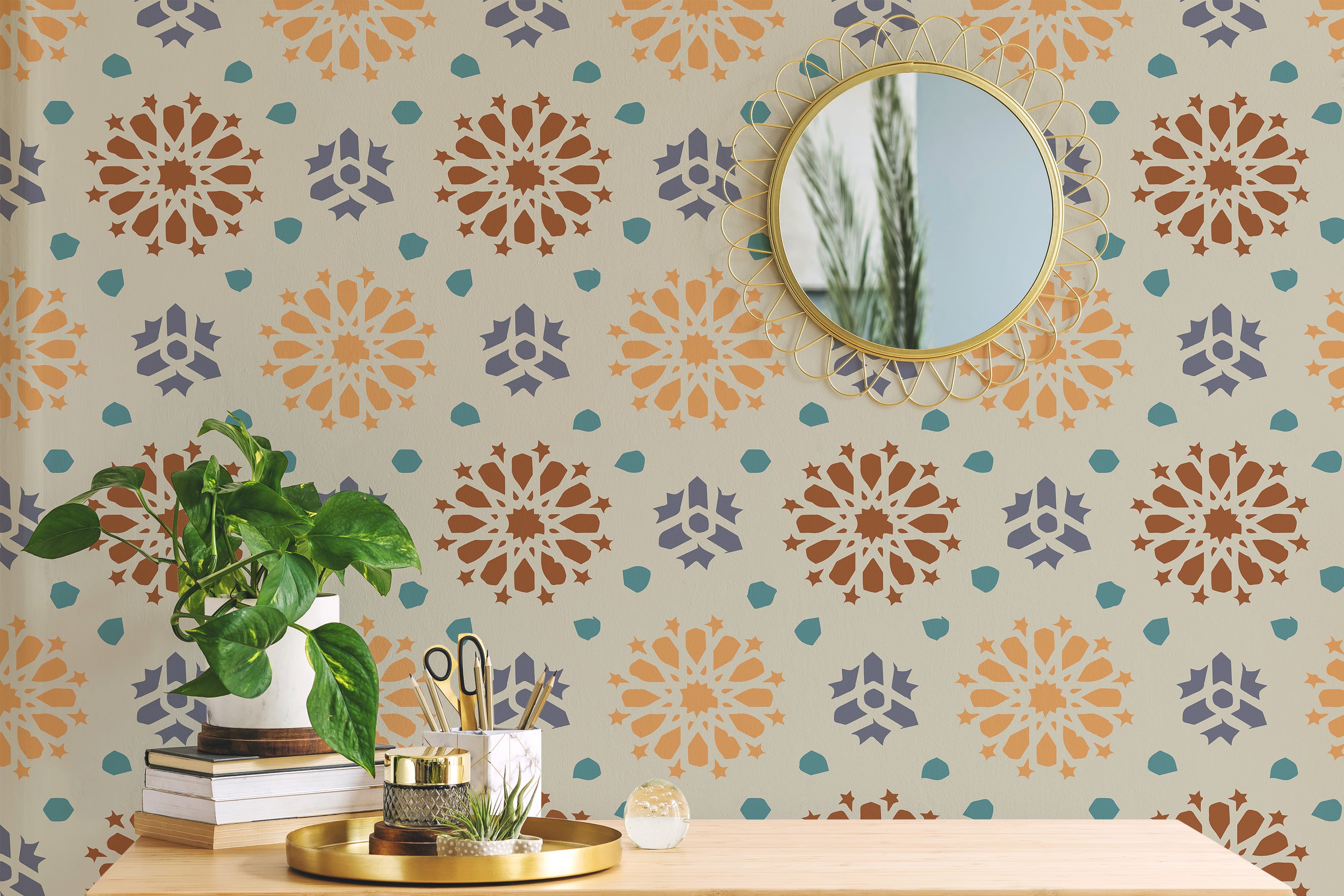 Moroccan floral wallpaper - Peel and Stick or Traditional