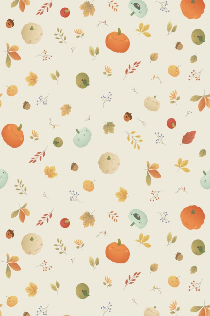 Pattern repeat of Abstract smiling pumpkin removable wallpaper design