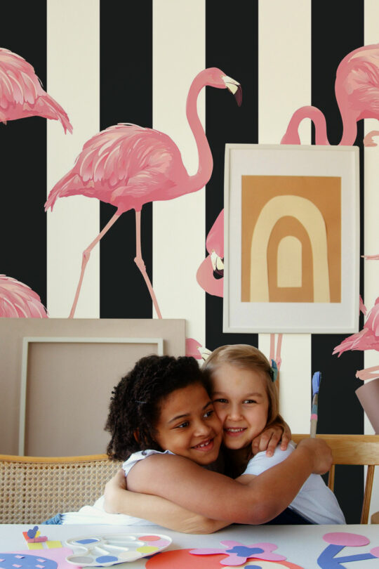 Fancy Walls murals for walls featuring elegant Striped Flamingos