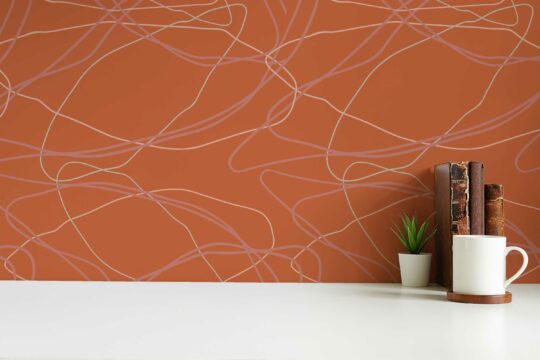 Abstract Terracotta Lines traditional wallpaper by Fancy Walls