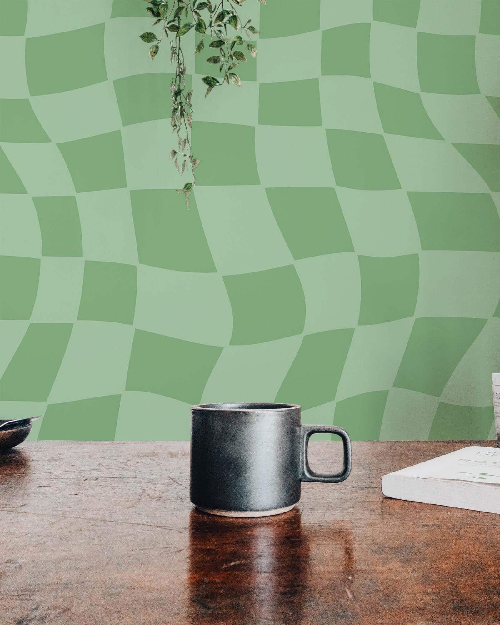 Green trippy grid wallpaper - Peel and Stick or Non-Pasted