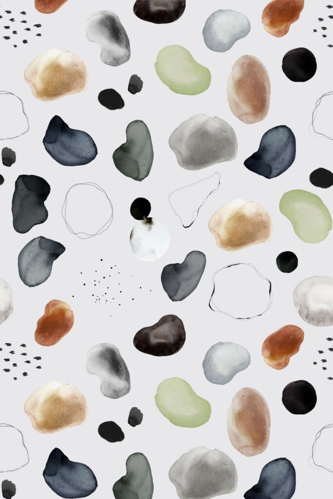 Pattern repeat of Abstract watercolor terrazzo removable wallpaper design