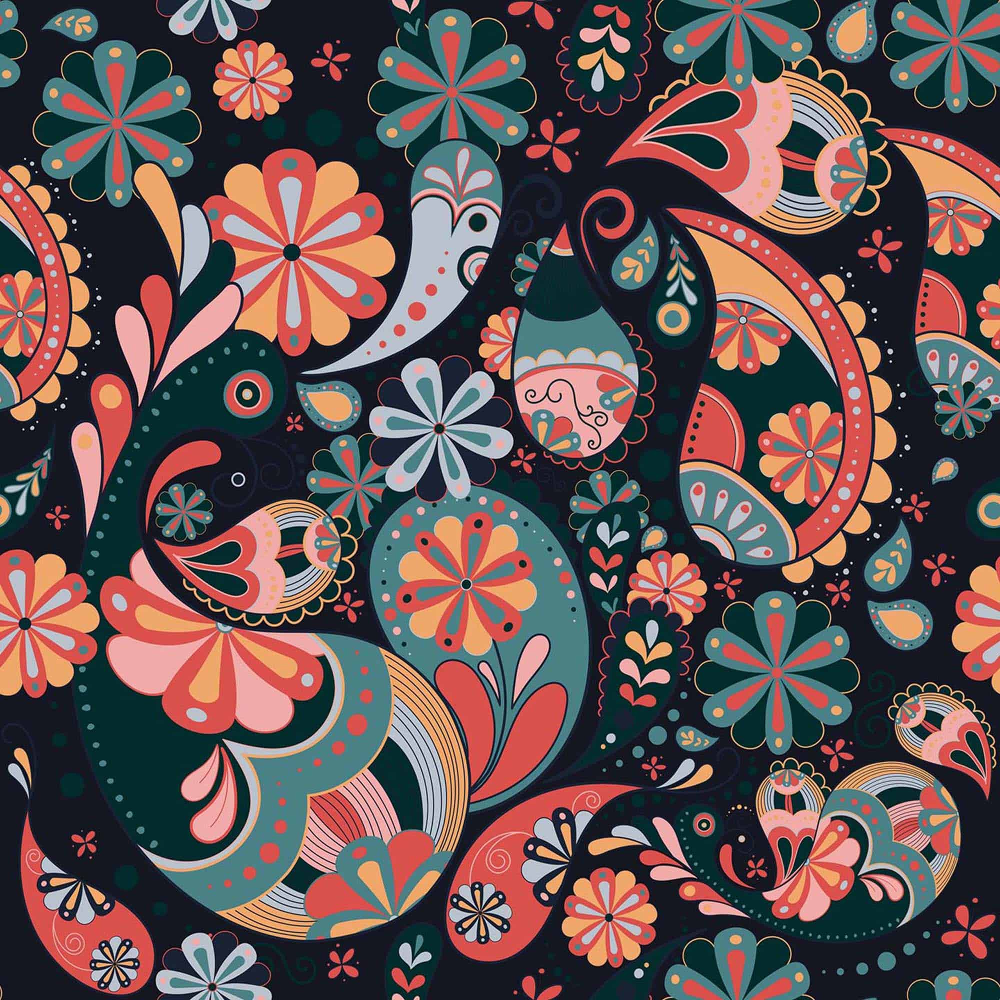 paisley multicolor traditional wallpaper