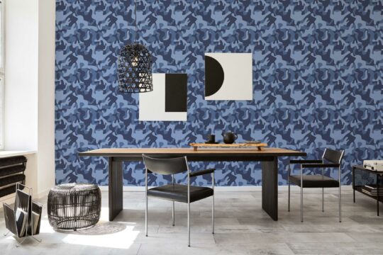 blue blue unpasted wallpaper