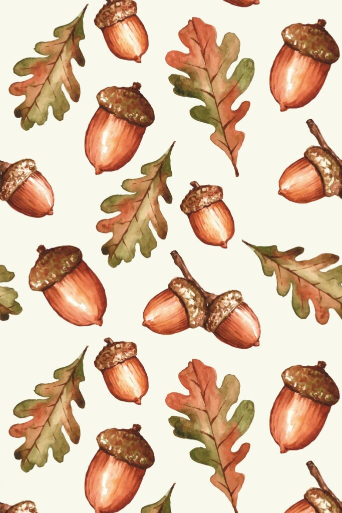 Pattern repeat of Acorn removable wallpaper design
