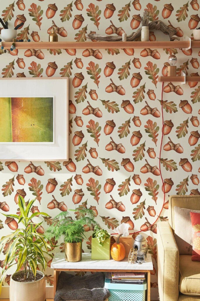 Southwestern style living room decorated with Acorn peel and stick wallpaper