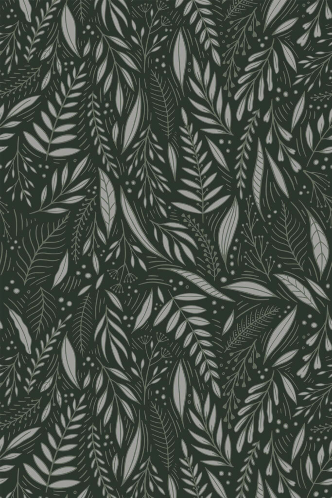 Pattern repeat of Aesthetic botanical removable wallpaper design