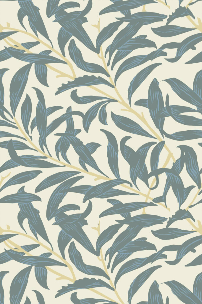 Pattern repeat of Aesthetic dried leaf removable wallpaper design