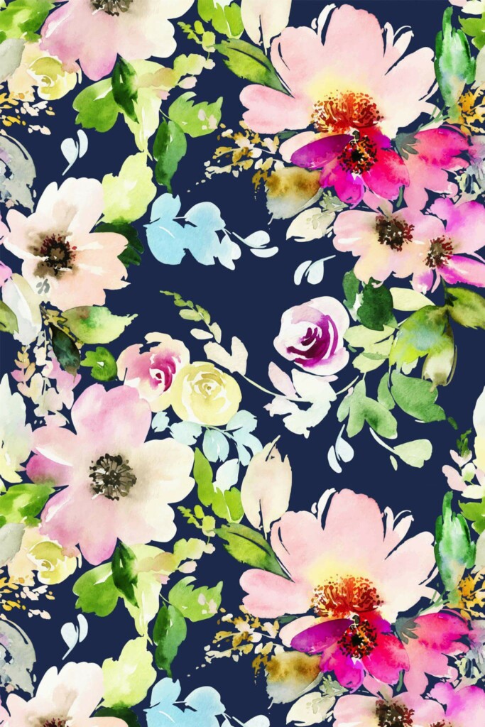 Pattern repeat of Aesthetic floral removable wallpaper design