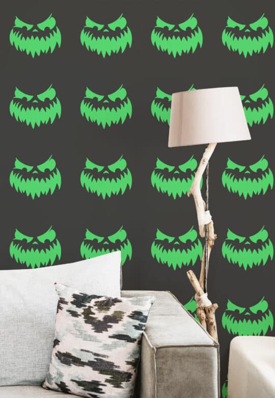 neon green and black stick and peel wallpaper