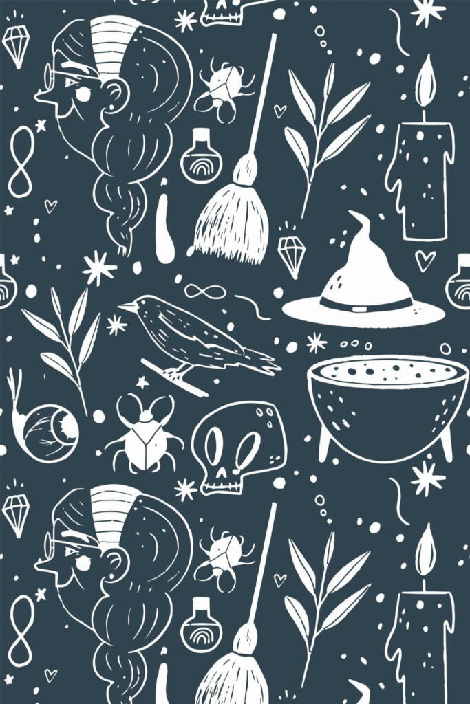 Pattern repeat of Aesthetic Halloween Elements removable wallpaper design