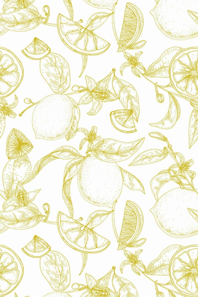 Pattern repeat of Aesthetic lemon removable wallpaper design