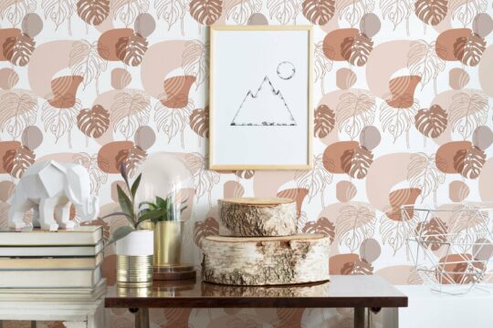 aesthetic neutral pink and beige traditional wallpaper