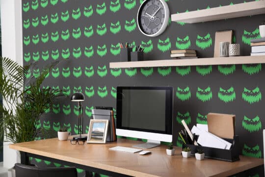 ghost neon green and black traditional wallpaper
