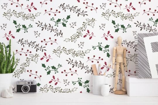 red and white stick and peel wallpaper