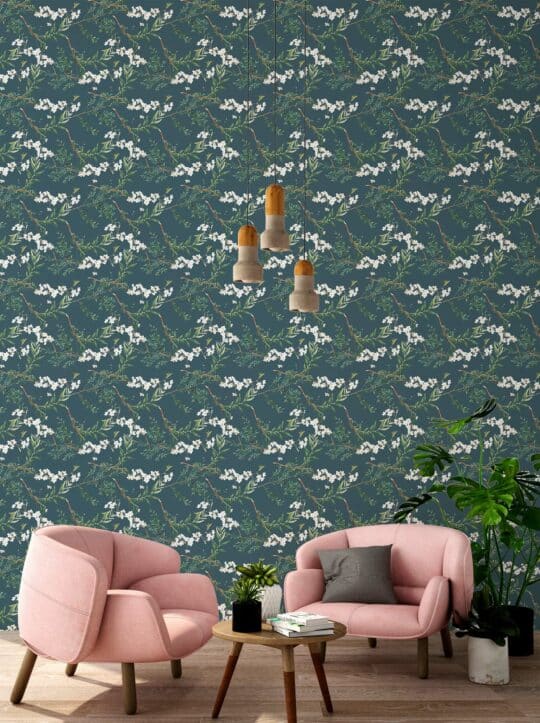forest green traditional wallpaper