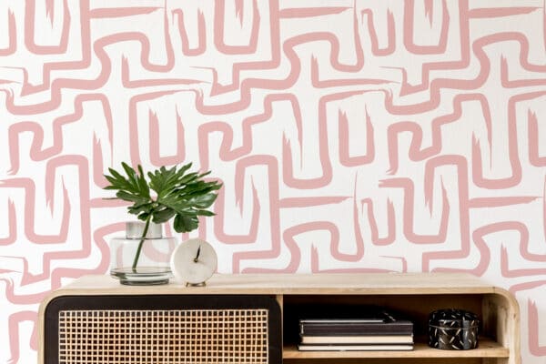 maze pink traditional wallpaper