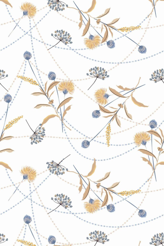 Pattern repeat of Aesthetic wildflower removable wallpaper design