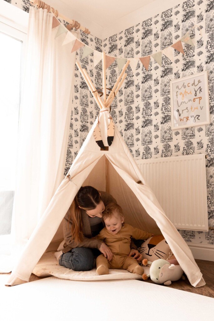 Removable wallpaper with whimsical card theme by Fancy Walls