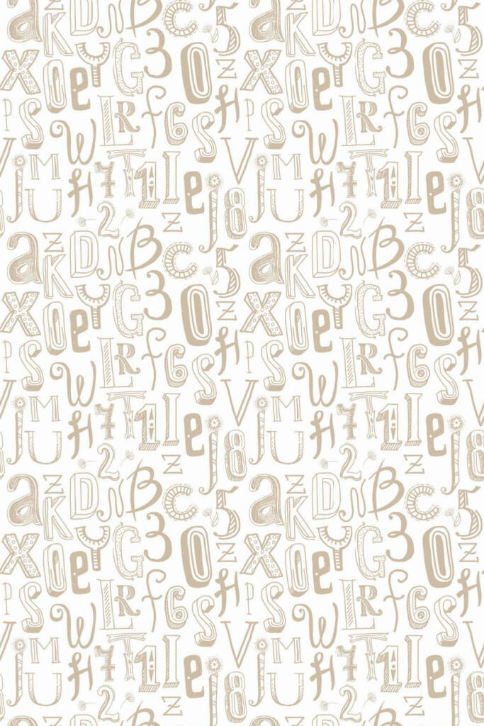 Pattern repeat of Alphabet removable wallpaper design