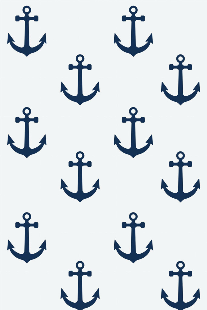Pattern repeat of Anchor nautical removable wallpaper design